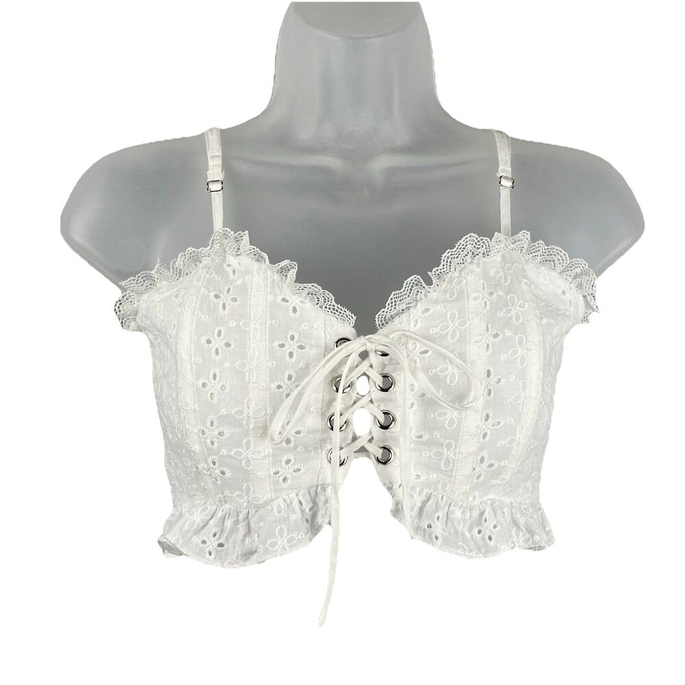Altar’d State Eyelet Lace-Up Corset Top Womens S Victorian Coquette Feminine